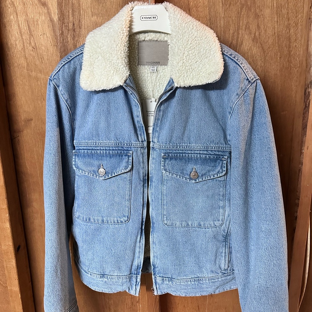 Mango Denim Sherpa Jacket